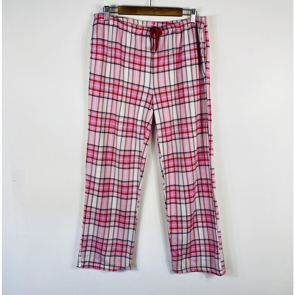 Laura Ashley Pajama Pants Large Pink Plaid